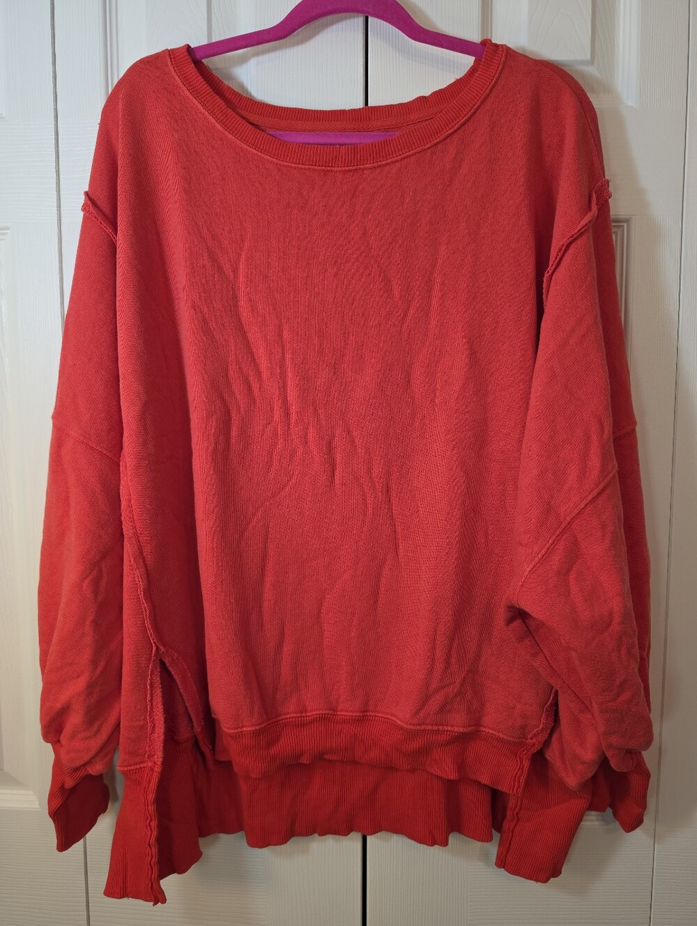 NWT Free People We The Free Camden Oversized Pullover Sweatshirt Flame Red XS - Picture 2 of 7